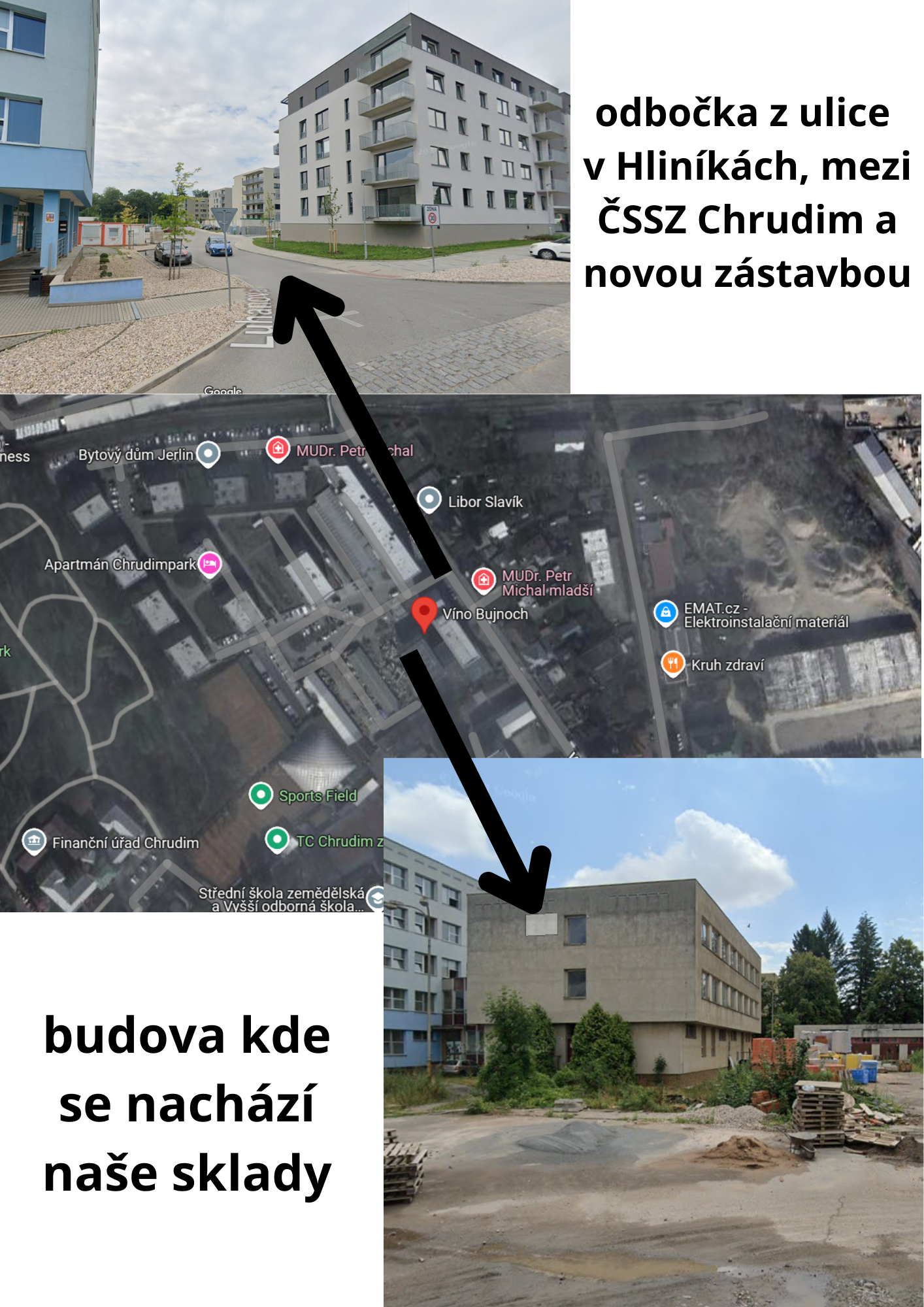 odbočka z ulice v Hliníkách